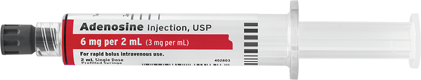 Horizontal Syringe image for 6 mg per 2 mL of Adenosine