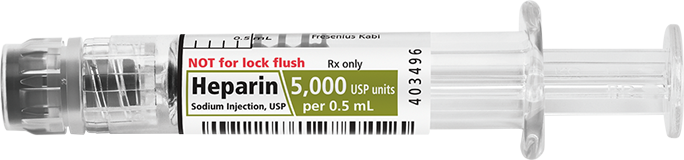 Horizontal Syringe image for 5000 USP per 0.5 mL of Heparin