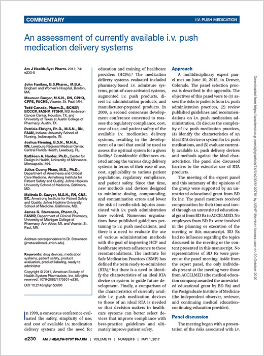 American Journal of Health-System Pharmacy article