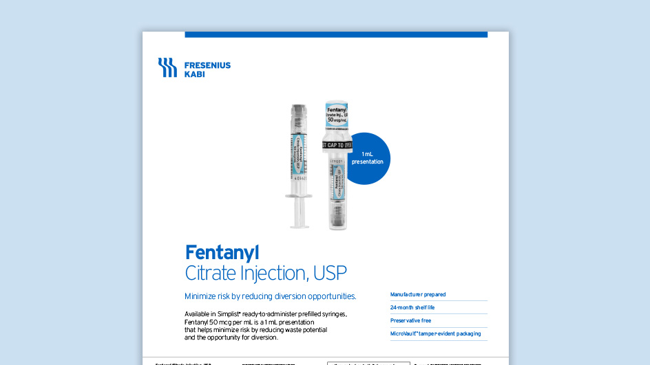 Fentanyl 50 mcg per 1 mL Product Information Card