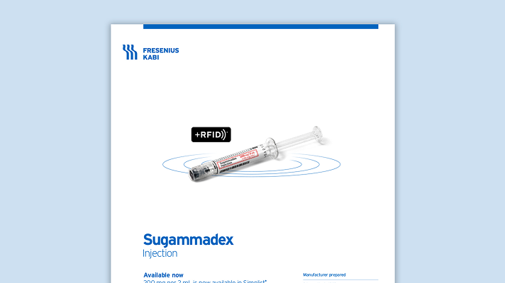 Sugammadex +RFID<sup>®</sup> Product Family Information Card